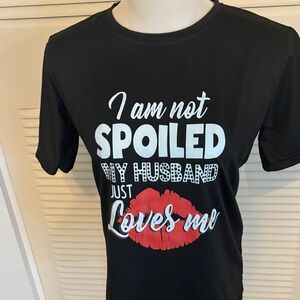 Source Unknown Black Tee with Red and White Print